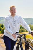 Grandfather Shirt Mens Flannel Black Stripe on Ivory (LV1) image