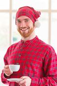 Men's Cotton Flannel Nightcap - red tartan royal stewart (LV27)