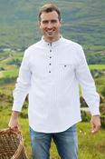 Grandfather Shirt Mens Flannel Blue Pin Stripe on Ivory (LV3) image