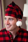 Men's Cotton Flannel Nightcap - Red Black Check (LV9)