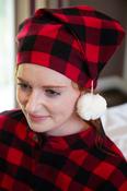 Women's Cotton Flannel Nightcap - Red Black Check (LV9) image