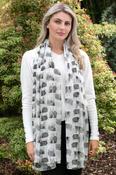 Sketched Sheep Scarf- White