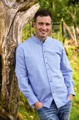 Grandfather Shirt Vintage Cotton Blue Stripe VR15