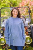 Women's Vintage Cotton Grandfather Shirt - White Pin Stripe on Blue (VR25) image