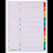 Indices A4 Assorted 10 Part Perforated Card 1 to 10