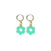 Daisy Mini Hoops in Jade wood