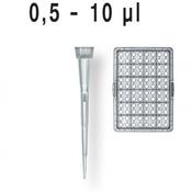 Filter tips, racked, TipBox, 0,5-10 µl, BIO-CERT®, PP/PE-filter, IVD, colorless, 960 Pcs.