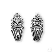 Victorian Classic Huggie hoops in Antique Silver image