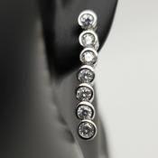 Classic Half Bezel drop Earrings in Silver finish image