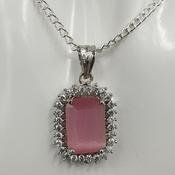 Radiant Pink Pendant Necklace in Silver finish image