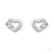 Sterling Silver Cubic Zircon Petite Heart Stud Earrings image