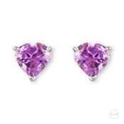 Sterling Silver Amethyst Hearts Stud Earrings image