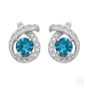 Swiss Blue Topaz and Cubic Zirconia Criss-Cross Halo Earrings in Sterling Silver image