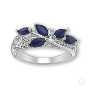 Sterling Silver Blue Sapphire &amp; Cubic Zircon Vine Band Ring image