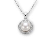 Sterling Silver Freshwater Pearl Classic Halo Necklace