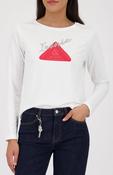 White round neck tee with red emblem image