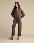 RED BUTTON BOMBER JACQUARD LUREX GREY BROWN image
