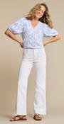 Blouse Baloon sleeve stripe &amp; flower image