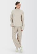 Sweater with beaded appliqué in biscuit melange