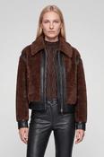 Faux Chocolate Fur Jacket In Biker Style image