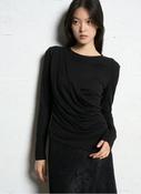Suncoo
Fitted plain t-shirt with draping - Black – MIRKO image