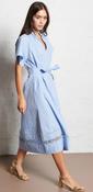 CLEA - Blue Flared midi dress in organic cotton