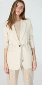 Light sand blazer with belt in viscose blend