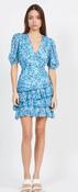 SUNCOO CLEA - Blue Ruffled viscose midi dress