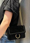 Black studded Suede Shoulder Bag image
