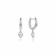 Silver Pear CZ Drop Hoop Earrings image