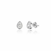 Silver Pear CZ Stud Earrings image