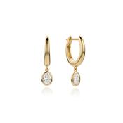 0.84ct 9ct Gold Oval Lab Diamond Bezel Hoop Earrings image