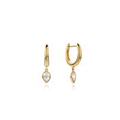 0.80ct Pear Diamond Drop Hoop Earrings in 9ct Gold image