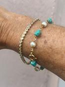 Turquoise &amp; Pearl Gold Bracelet image