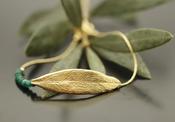 Gold Olive Leaf and Green Beads Bracelet image