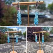 Blue Topaz and White Sapphire Beaded Drop Earrings image