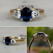 Sapphire and Diamond Three Stone Ring image