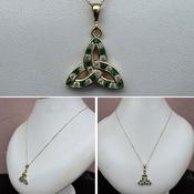 Gold and Coloured Stone Celtic Trinity Pendant image