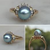 Pearl and Diamond Cluster Ring image