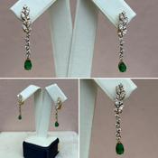 Emerald and Diamond Drop Earrings image