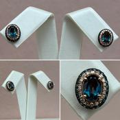 Topaz and Diamond Cluster Studs image