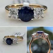 Sapphire and Diamond 3 Stone Ring image
