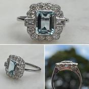 Aquamarine and Diamond Cluster Ring image