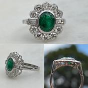 Emerald and Diamond Cluster RIng image