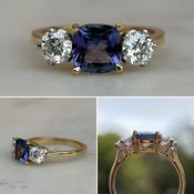 Diamond and Sapphire 3 stone Ring image
