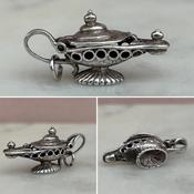 Vintage Silver Genie Lamp Charm