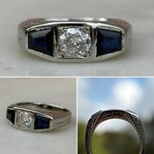 Sapphire and Diamond Platinum Ring