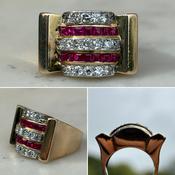 Ruby and Diamond Tank Ring