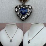 Sapphire and Diamond Heart Pendant image