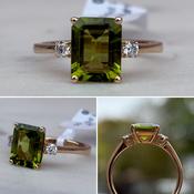 Peridot and Diamond Ring image